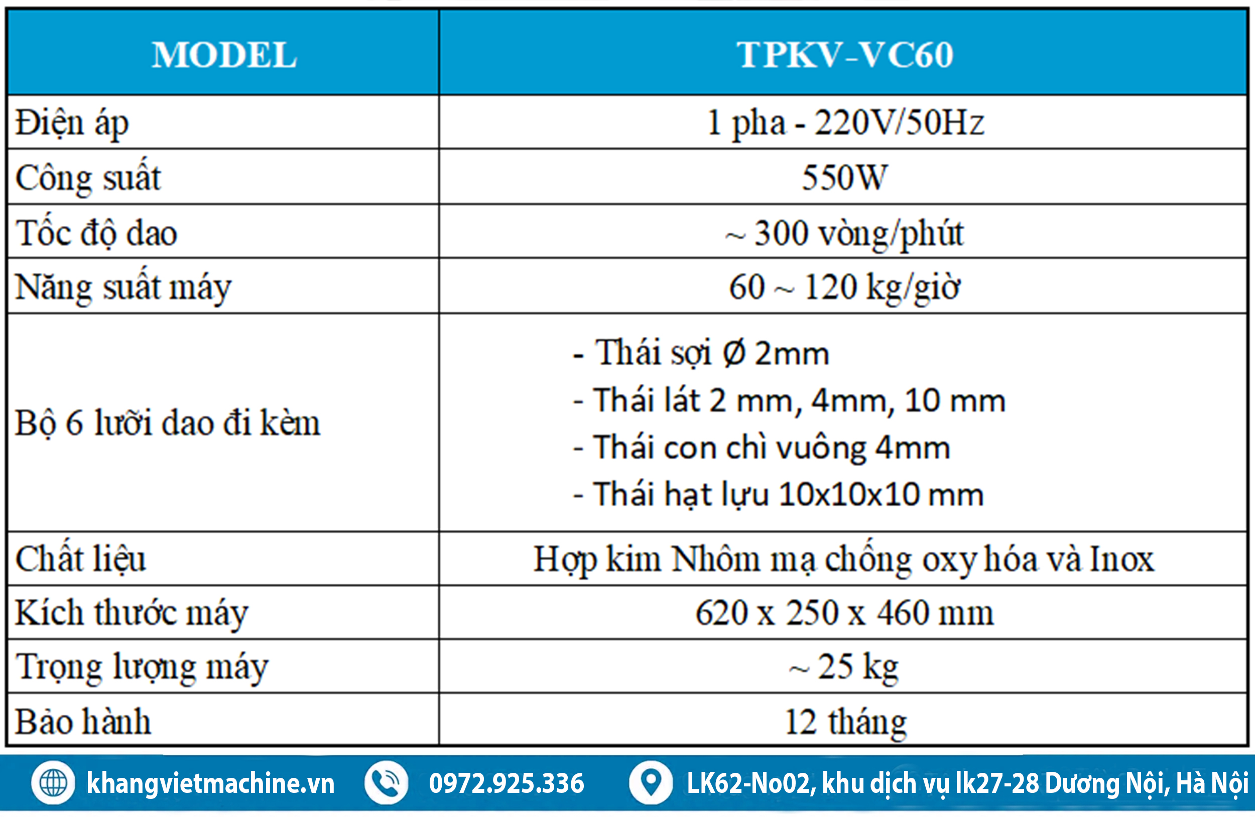 Máy thái rau củ quả VC60